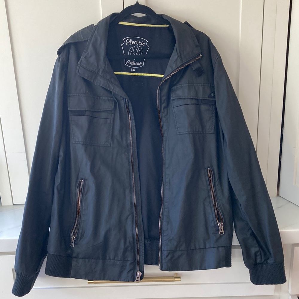 Electric faux leather motorcycle jacket